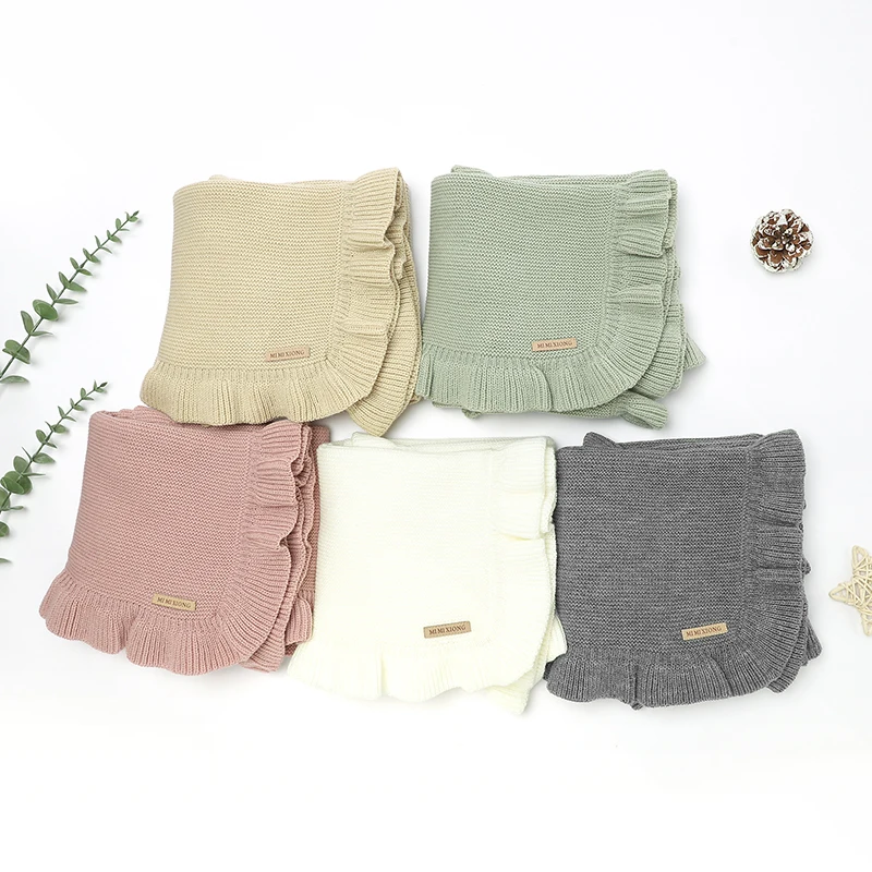 الطفل البطانيات محبوك الرضع الفتيان سرير الفراش لحاف الفتيات منقوشة 90*70 سنتيمتر الوليد عربة التقميط الاعوجاج موضة الصلبة الكشكشة