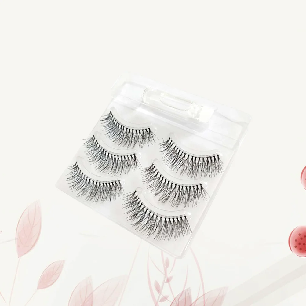3 pares de cílios postiços nude cruz maquiagem natural longos e grossos cílios postiços fáceis de usar densos para festa diária cílios postiços
