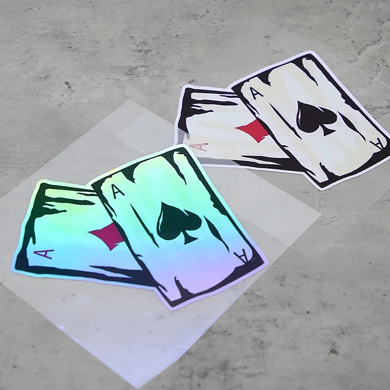 

1PC "Ace of Cards" Holographic Car Motorcycle Sticker, Stylish Themed Decal, Vehicle Exterior Unique Appearance Sticker