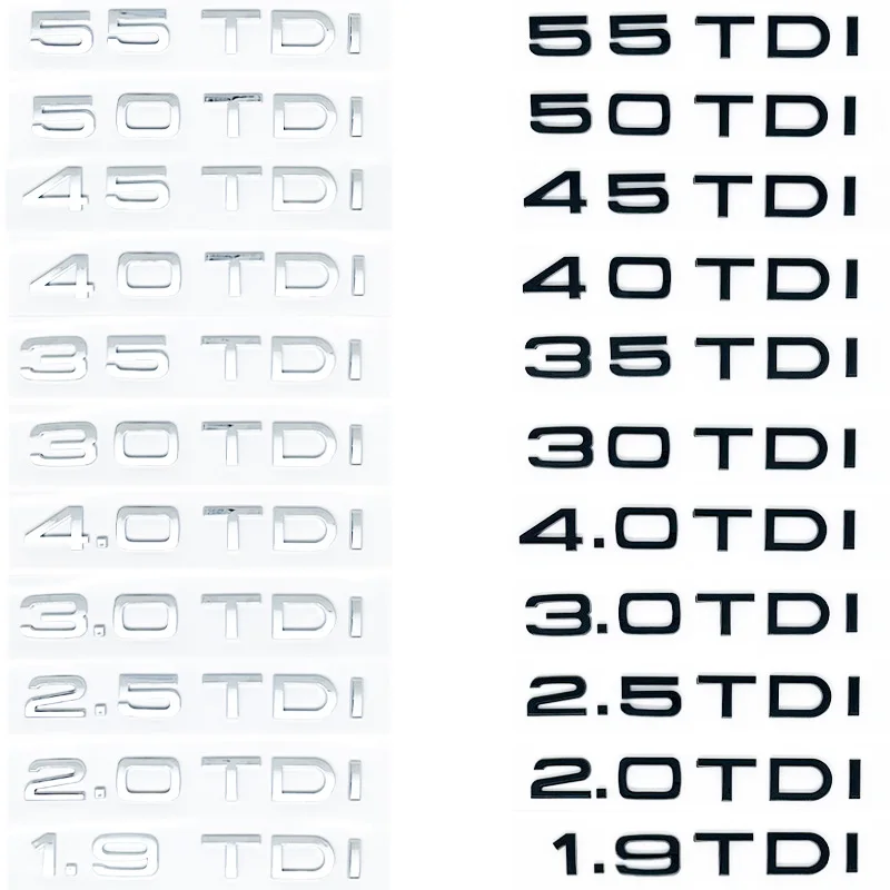 3D ABS Letters 2.0TDI 2.5TDI 3.0TDI 35TDI 40TDI 45TDI 50TDI Emblem for Audi A1 A3 A4 A5 A6 A7 A8 Q2 Q3 Q5 Q7 Car Trunk Sticker