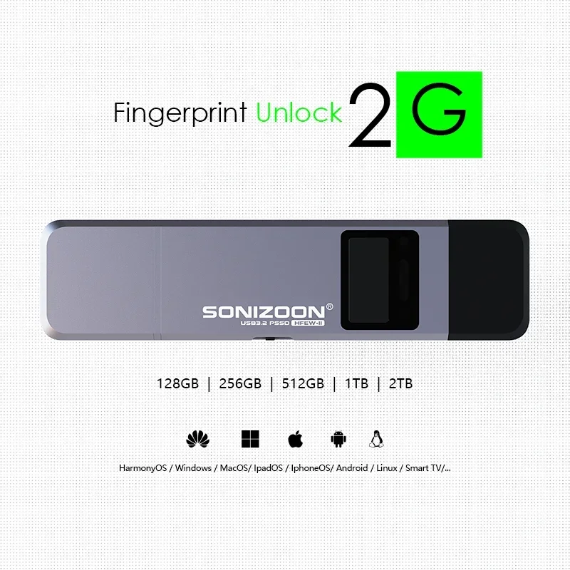 2G Fingerprint Encryption Solid State USB Flash Drive1TB/2TB Protection Data Privacy  Usb флешка  Pendrive