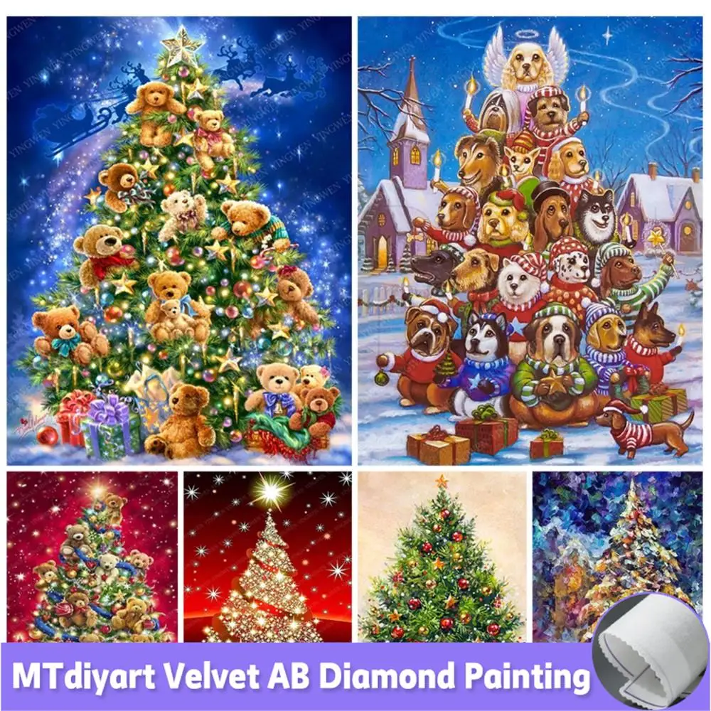 Albero di natale Diamond Art 5D trapano completo pittura diamante cane punto croce kit fai da te artigianato strass immagini decorazioni per la casa