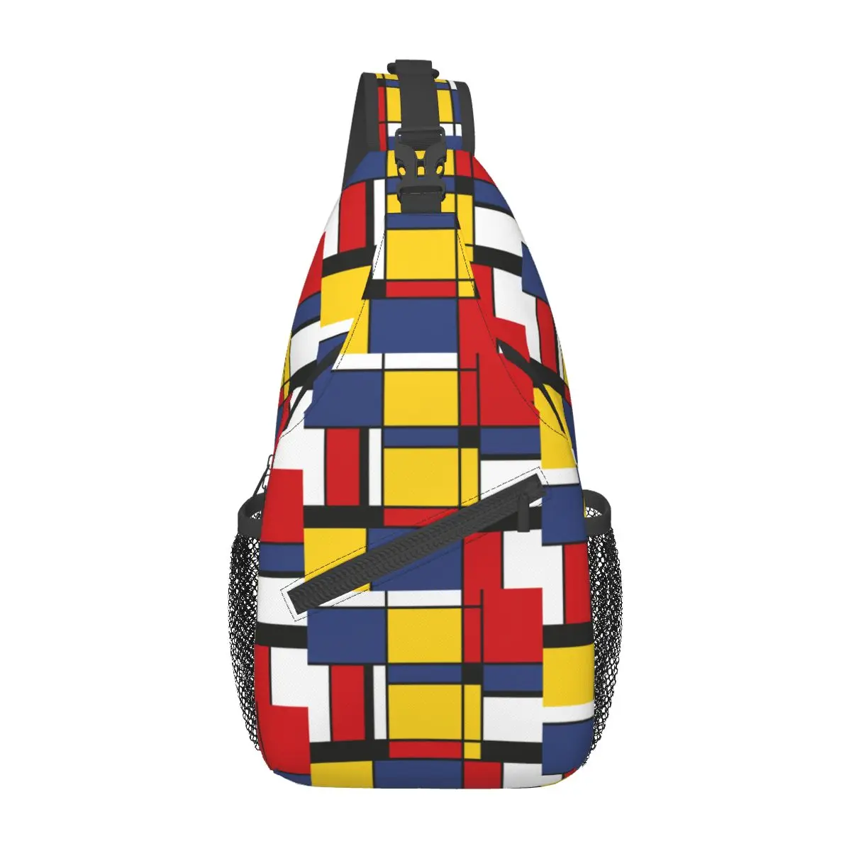 Mondrian Geometric Crossbody Sling Bags Fashion Chest Bag Art Abstract Shoulder Backpack Daypack for Travel Hiking Sports Pack