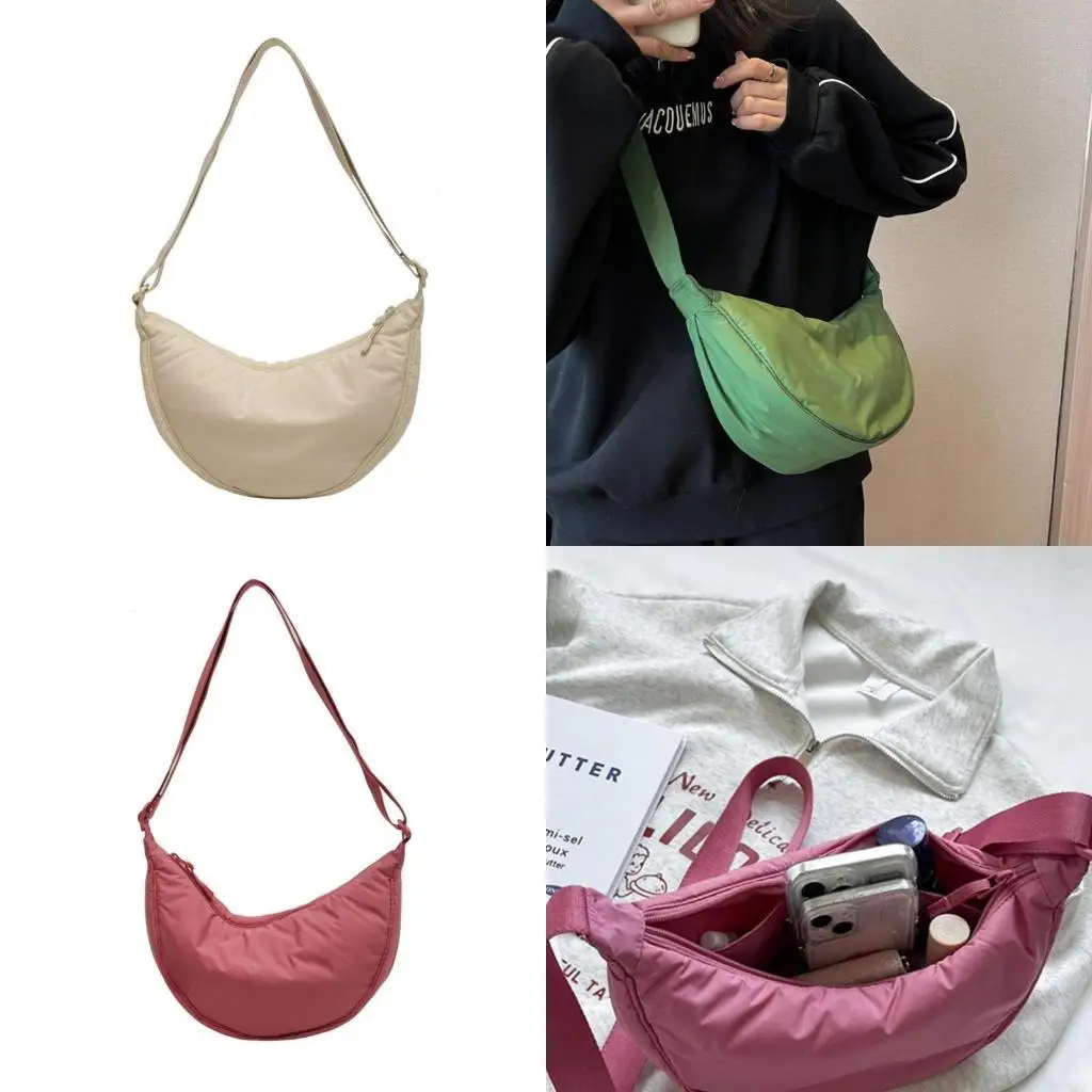 

D46D Solid Color Chest Bag for Women Large Capacity Travel Crossbody Bags Female Half Moon Belt Bag Ladies Dumpling Bag