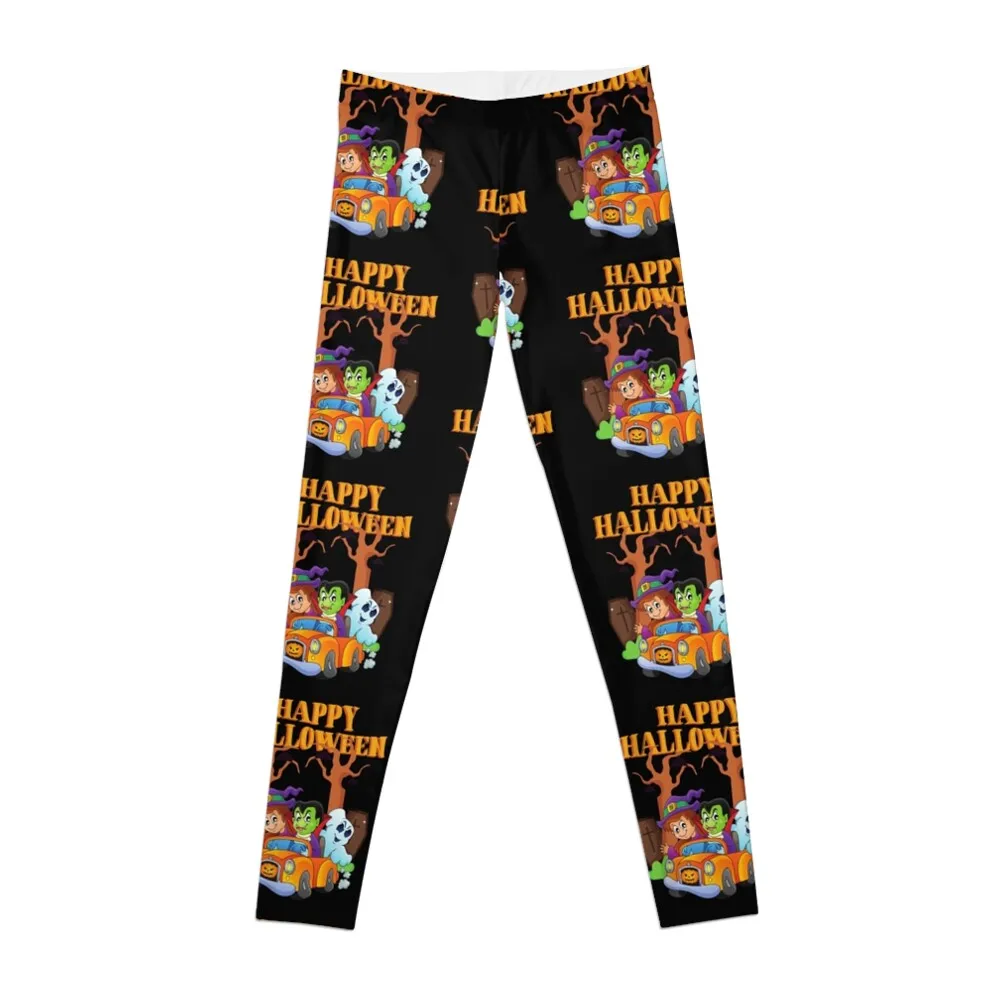 HAPPY HALLOWEEN, TRICK OR TREAT, FAMILY TREAT, HALLOWEEN MEME, SPOOKY, Leggings high waist trousers Womens Leggings