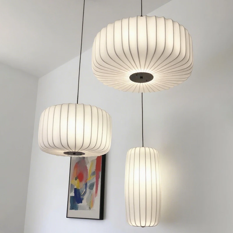 Modern Japanese Wabi Sabi Silk E27 Chandelier Nordic Home Decor Designer Lamp Living Dining Room Bedroom B&B Loft Pendant Lights