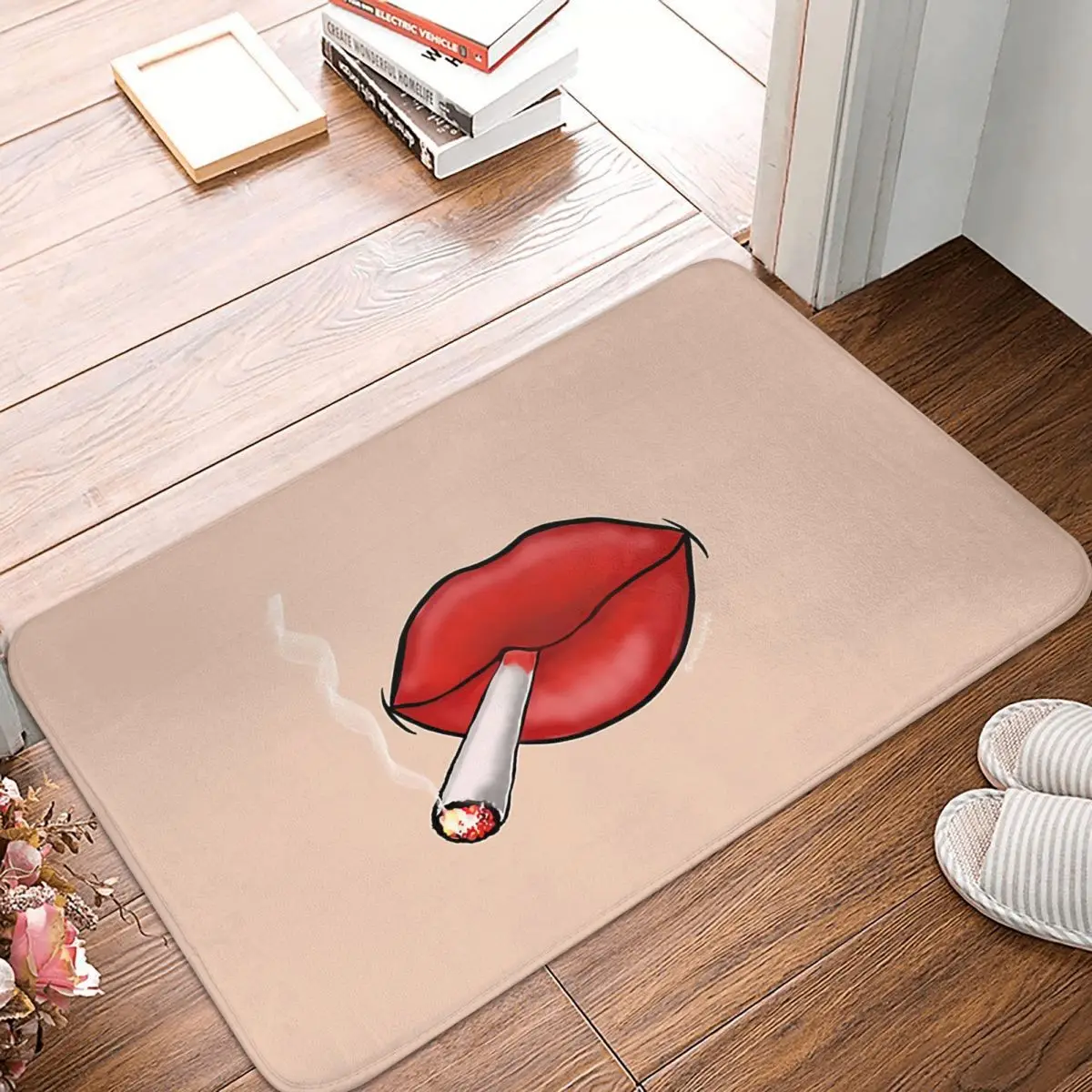 Bathroom Non-Slip Carpet Smoking Hot Red Lips Bedroom Mat Entrance Door Doormat Floor Decor Rug