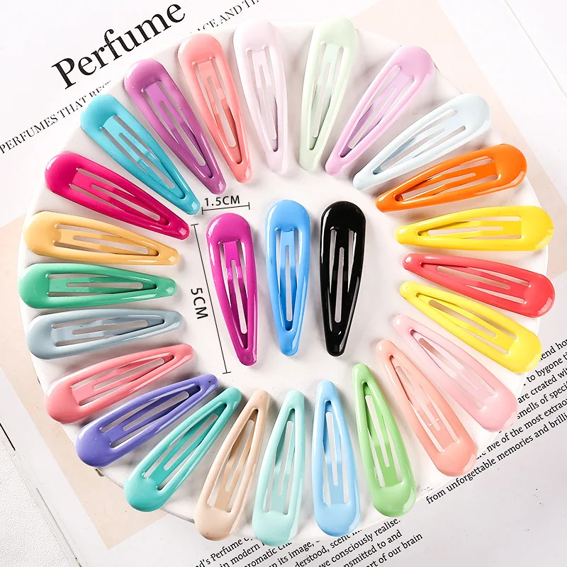 10/20/30Pcs Girls Hairpin Water Drop Hair Clip Candy Solid Color Barrette Oil BB Hairclip Ornament New Children Hair Accessories