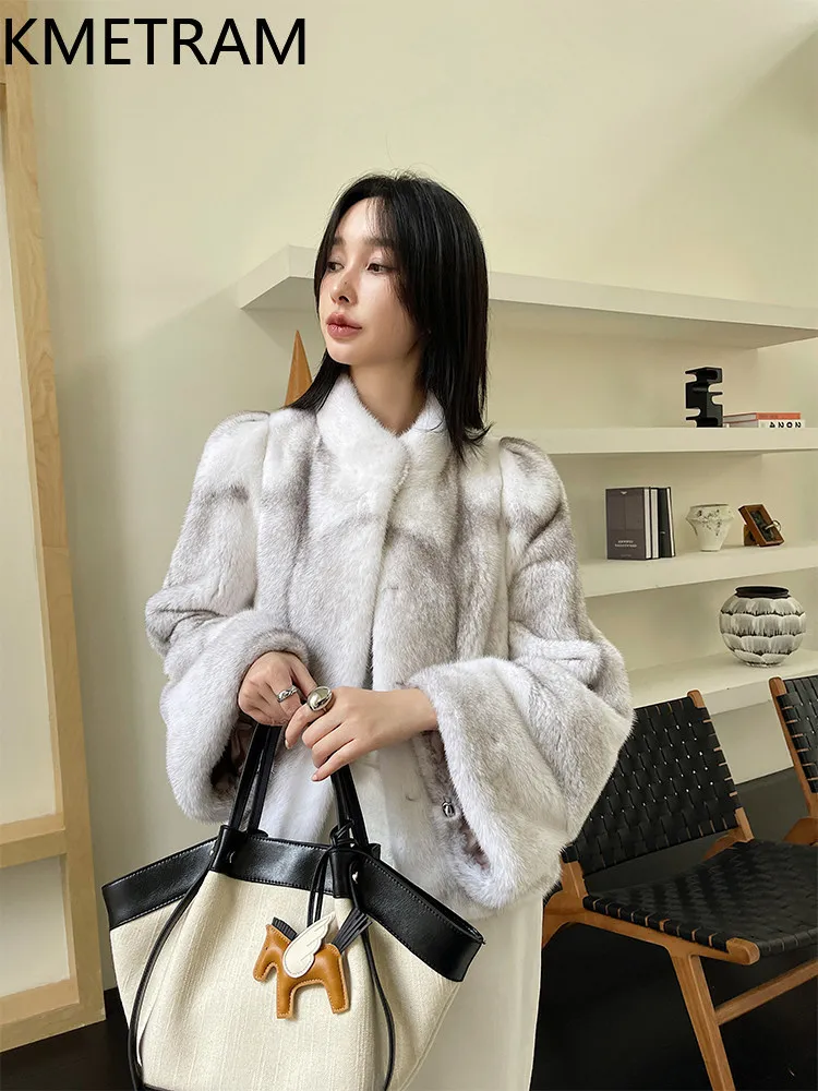 KMETRAM Real Purple Label Velvet Mink Coat Woman Fashion Whole Mink Fur Jacket New Winter Short Coat Women Clothes 55cm 2026 퍼자켓