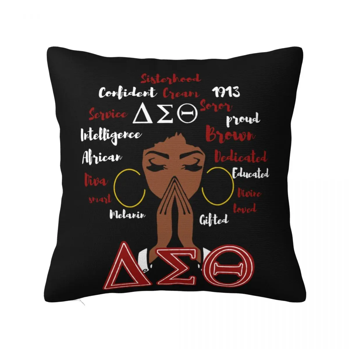 Delta Sorority Sigma Theta DST Square Throw Pillow Case Cover Cushion Pillowcase Home Decor for Room Sofa Couch Bed - 2-Pack