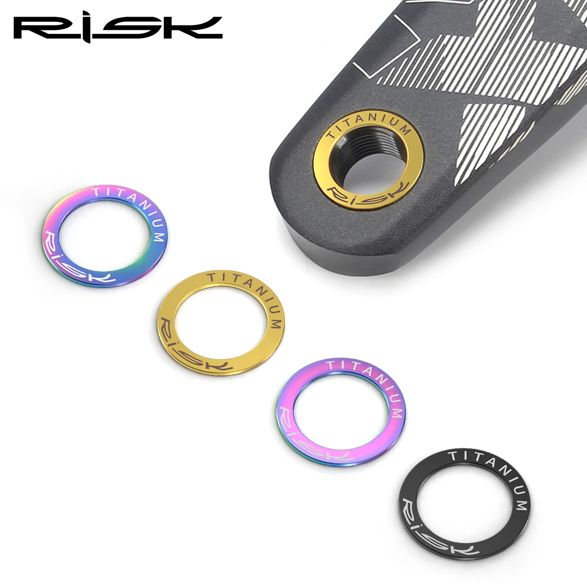 RISK 2pcs Titanium Spacer for Bicycle Pedal Bike Crank Abnormal Sound Maintenance Gasket  for MTB Road Bike Self-locking Pedal