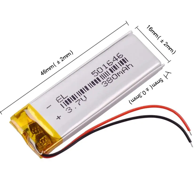 1 Or 5Pcs 3.7V 380mAh 501646 Lithium Polymer LiPo Rechargeable Battery ion cells For Samsung  player small toy headphones