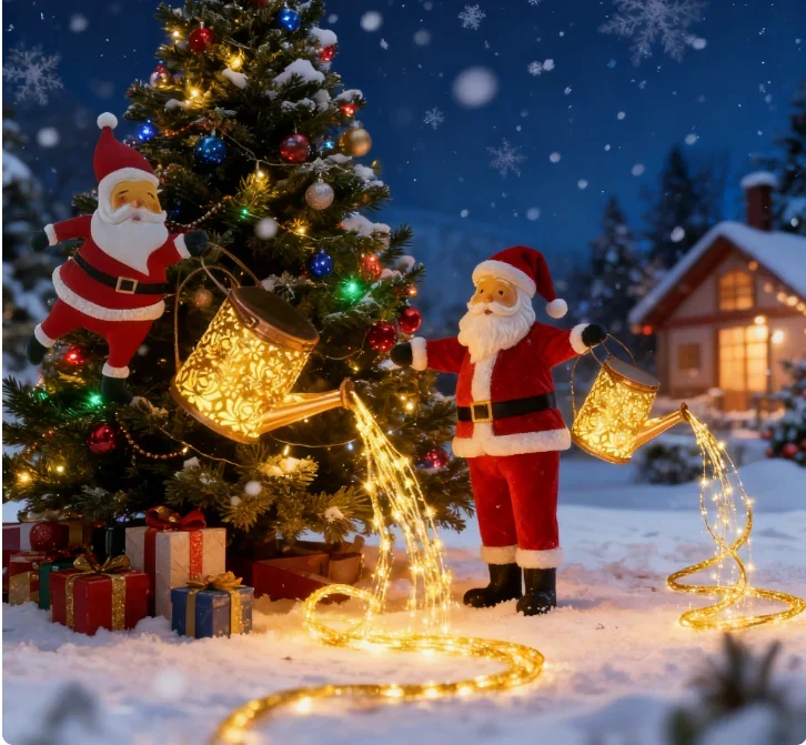 غلاية رجل الثلج الشمسية أضواء الحديقة الخارجية معلقة LED سانتا كلوز مسقاة ضوء الشمس لساحة الحديقة زينة عيد الميلاد #1