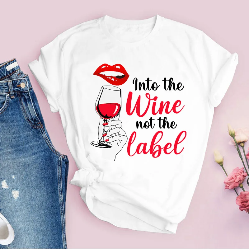 Women Tshirt Tops variety of wine Print Fashion Trend Lady T shirt Kawaii Clothing Graphic Cartoon Tops Tee Female T-Shirts