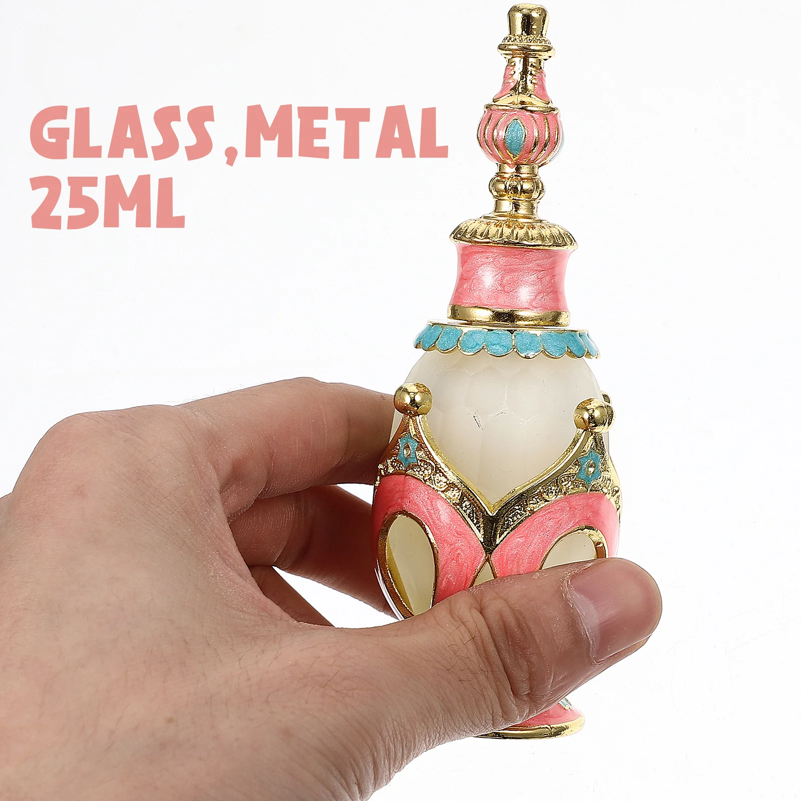 빈티지 향수병 1개 유리 빈 소형 아로마 바이알 리필 가능한 에센셜 오일 드로퍼 병 아랍 스타일 안유병