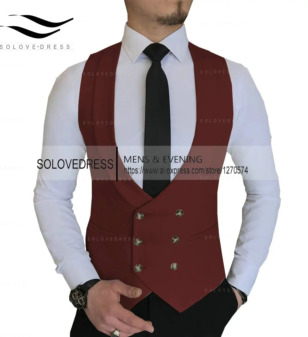 

Black Men's Suit Vests Vintage Herringbone for Wedding Groomsmen Mens Waistcoat Vest