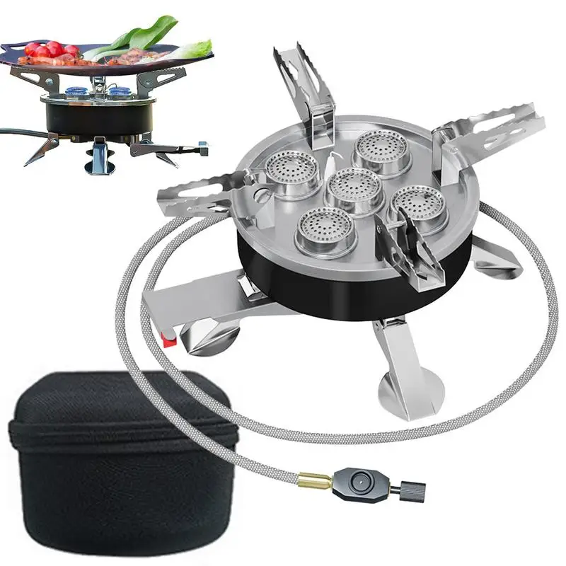 Camping Cooking Stove Versatile 5-Burner Camping Stove Portable Cooking Stove Compact Outdoor Camping Stove Camp Cooking Gear