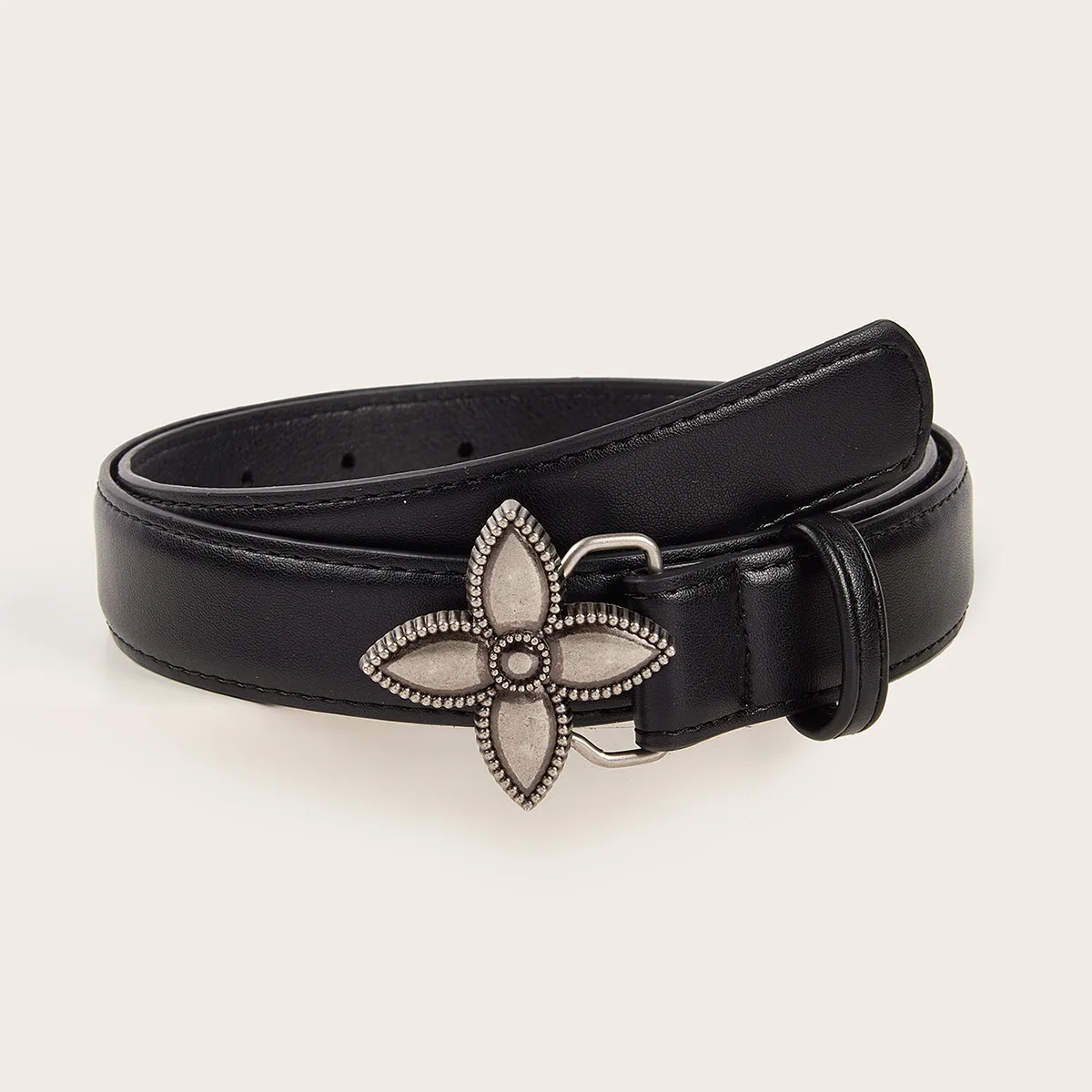 

New Metal Flower Snap Buckle Belt Versatile Simple Retro Women's Belt Decorative Jeans with Trendy Belts for Women