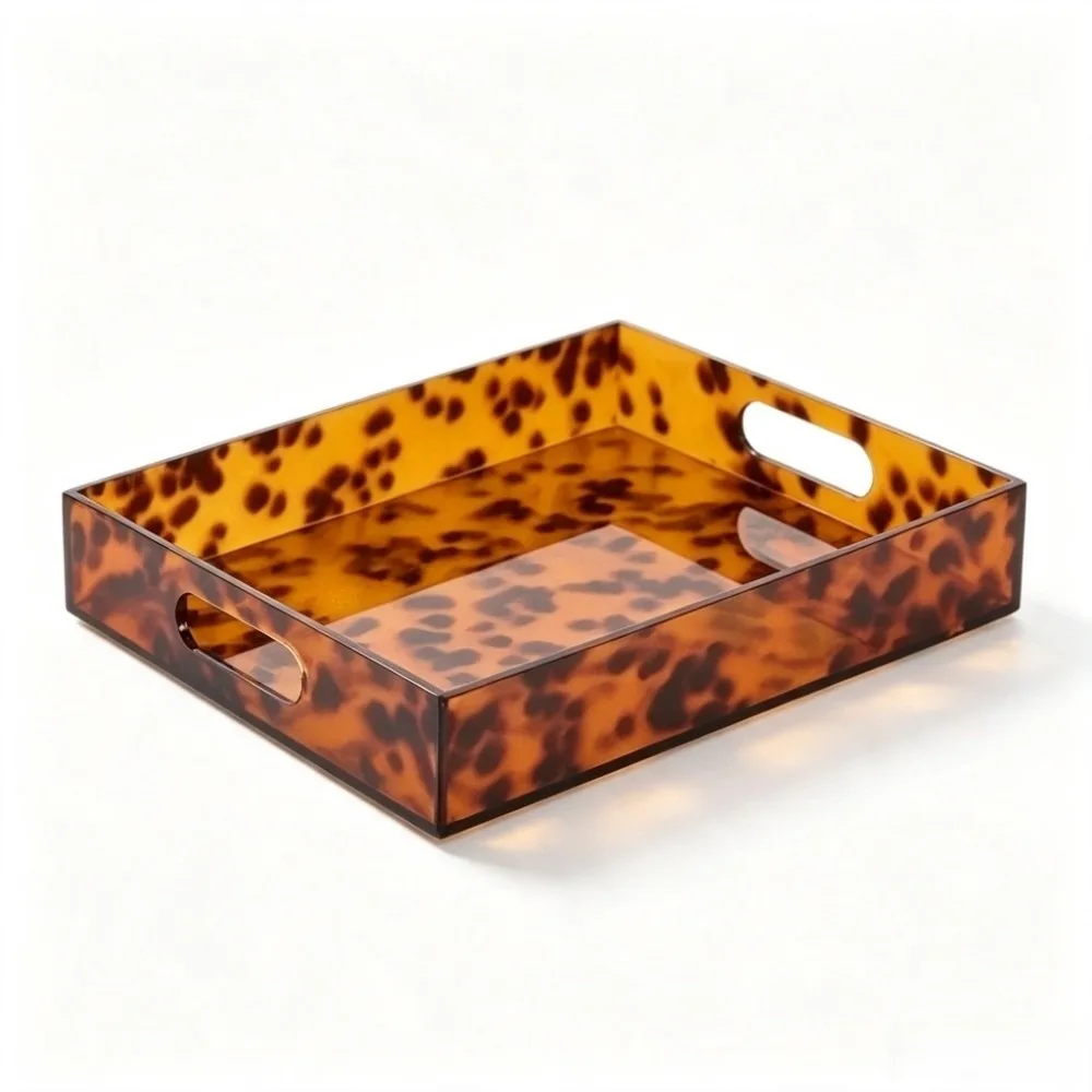 Kommode mit Leopardenmuster, Acryl-Tablett, leichtes, elegantes Schminktablett, vielseitig einsetzbar, stilvolle Deko-Aufbewahrungsbox für Schlafzimmer