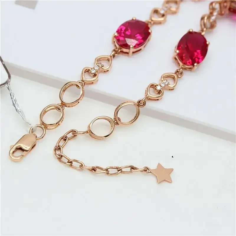 Design requintado 585 roxo ouro incrustado rubi pulseira para mulheres moda banhado 14k rosa ouro luz luxo estrela pulseiras jóias