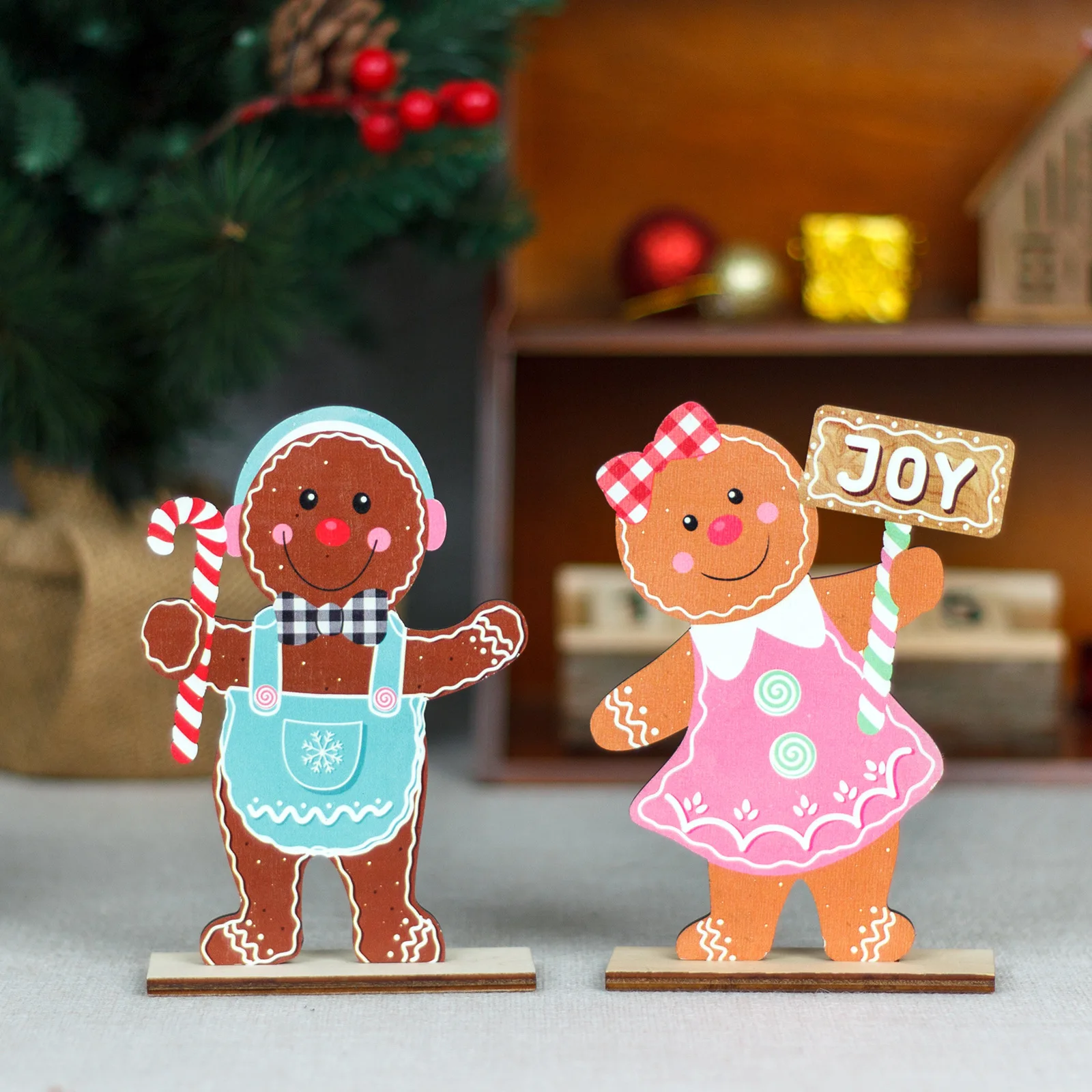 Christmas Decorations Gingerbread Man Christmas Biscuit Man Tabletop Christmas wooden decorations Perfect for holiday decoration