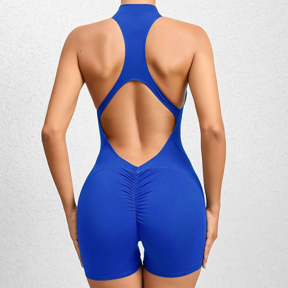 

Backless Yoga Jumpsuit Women Clothes Shorts Set Zipper Gym Siamese Sportswear Fitness One Piece Sports Suit Workout Playsuit