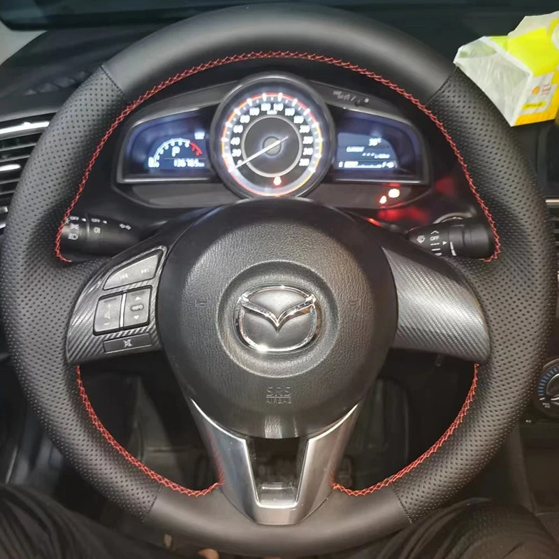 Car Steering Wheel Cover Braid Black Leather for Mazda 3 Axela Atenza 2014-2017 CX5 CX-5 Mazda 2 2013 2014 2015 CX4 CX-4 2016