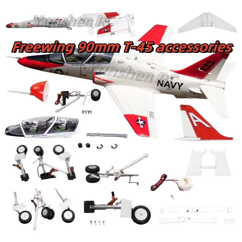 FreFuk90 mm T-45 accessoires, Fuselage, ailes principales, queue plate, queue verticale, couverture antarctique, cockpit, train d'atterrissage, buse de queue