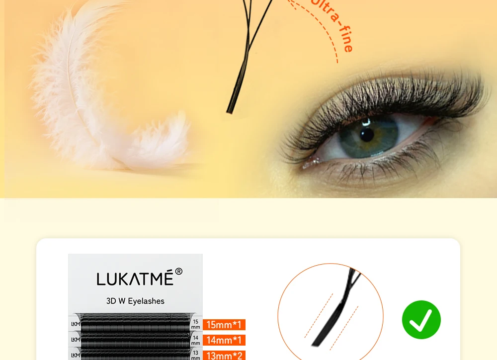 LUKATME 3D W-Form Wimpernverlängerungen, vorgefertigte Fächer, natürliche Wimpern U3D Clusters C/D Curl, Easy Fan Wimpern 8-15mm für Salon und Anfänger – Detail 6