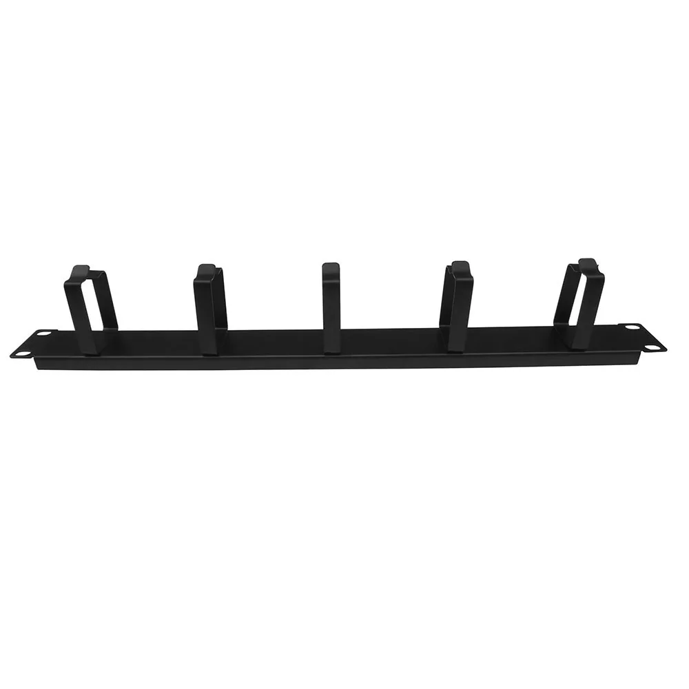 Network Cable Management Arm 5 Rings SPCC Cold Rolled Steel Black 19 inch Rack Mounted in Data Center for Cat 5e Network Cables
