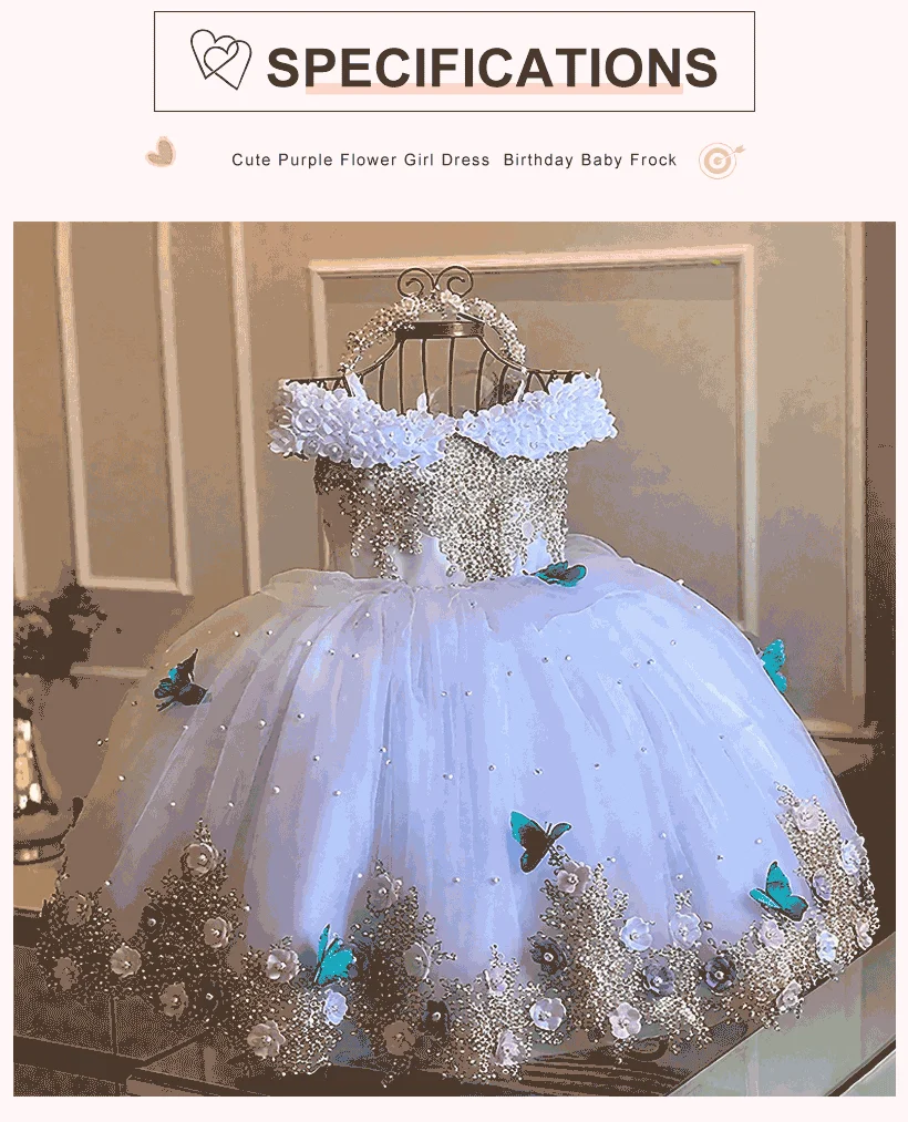 Luxus Prinzessin Applikation Blumenmädchenkleider für Hochzeit Tüll Perlen Ball Kinder Festzug Kleid Geburtstagsfeier Erstkommunion tragen – Detail 6
