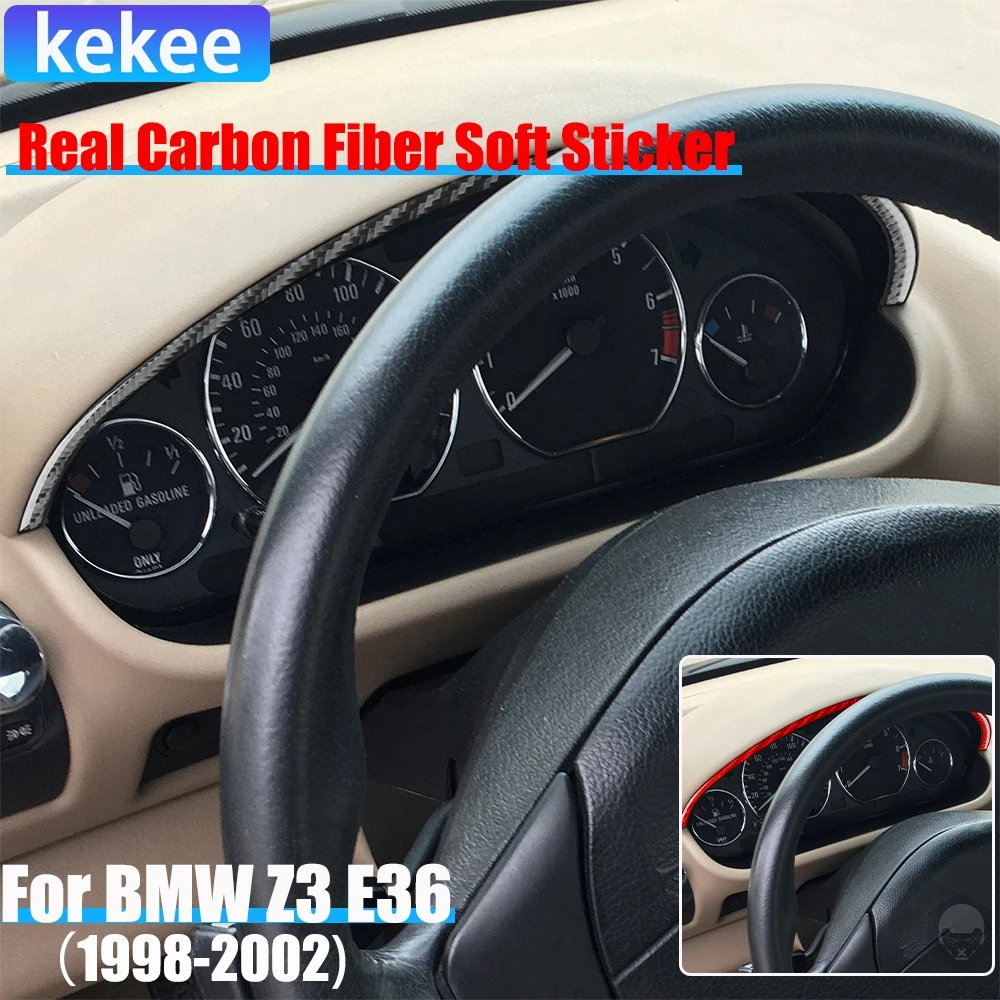 

Real Carbon Fiber Car Accessories Dashboard Speedometer Strip Trim Cover Soft Sticker For BMW Z3 E36 1998 1999 2000 2001 2002