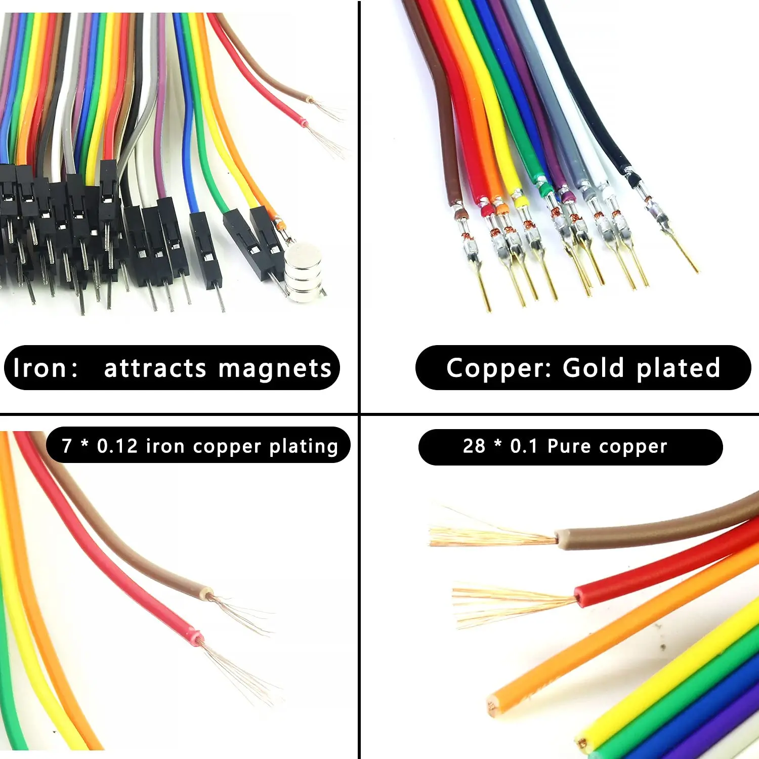 Multicolored Dupont Jumper Wires 10pin Male to Female,23awg Breadboard Jumper Ribbon Cables Kit Compatible with Arduino Projects