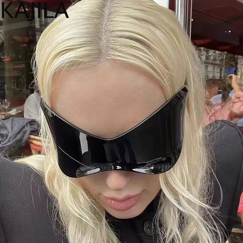 

Большие солнцезащитные очки без оправы с маской, женские солнцезащитные очки Y2K в стиле панк, спортивные солнцезащитные очки с запахом для мужчин, модные футуристические очки 2023 г.