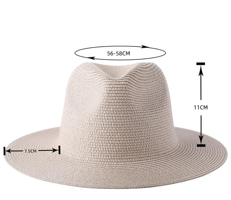 Sommer-Sonnenhut aus Stroh für Männer und Frauen, Modischer Sonnenschutz-Strohhut, Vielseitiger Panama-Hut für Outdoor und Strand, Jazz-Hut – Detail 12