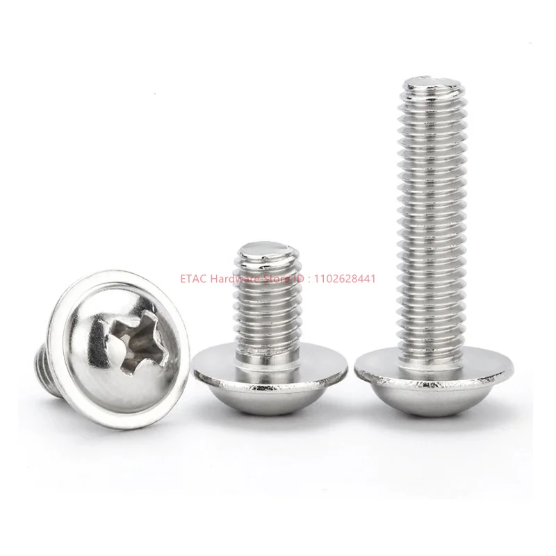 M1.4 M2 M2.5 M3 M3.5 M4 M5 M6 M8 DIN967 Stainless Steel PWM Cross Phillips Pan Round Head With Washer Padded Collar Screw Bolt