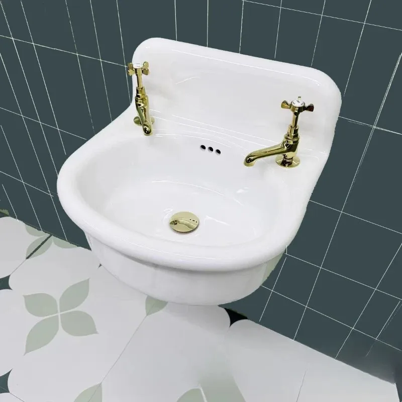 

Wash your face and hands, ceramic hanging basin, integrated back plate, retro wind hanging wall to deepen shampoo basin