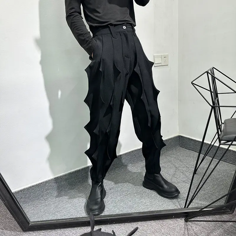 Avant-Garde Pants Men's Ins  Dark Designer Fashion Exaggerated Pleated Personality Trend Loose-Fit Tappered Trousers