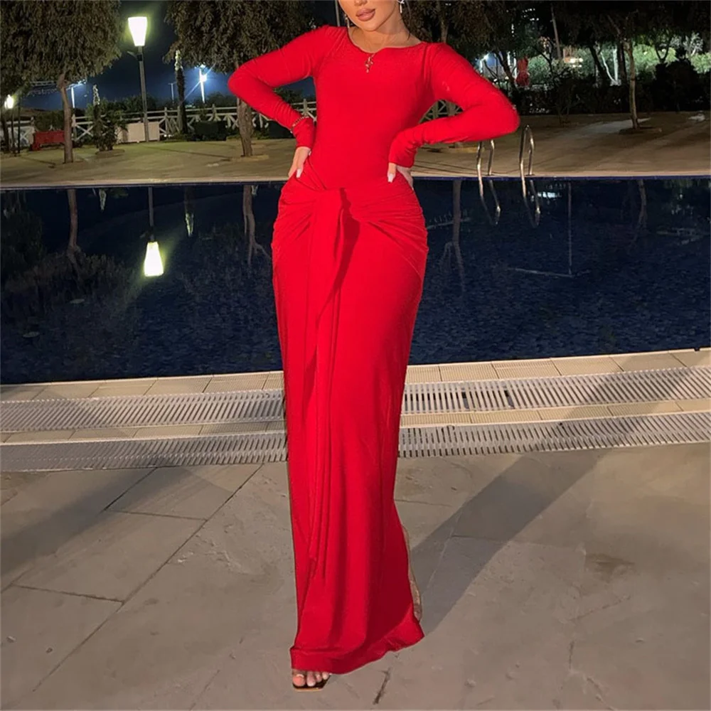 

ROYET Simple O Neck Classic Mermaid Evening Dress For Woman Long Sleeve Floor Lengt Classic Prom Gown Customized New 2025