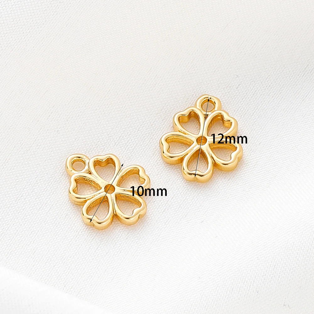 10Pcs/Pack 14/18K Gold Plated Brass Clover Charms Loose Pendants for Handmade DIY Necklace Earrings Jewelry Making Accessories