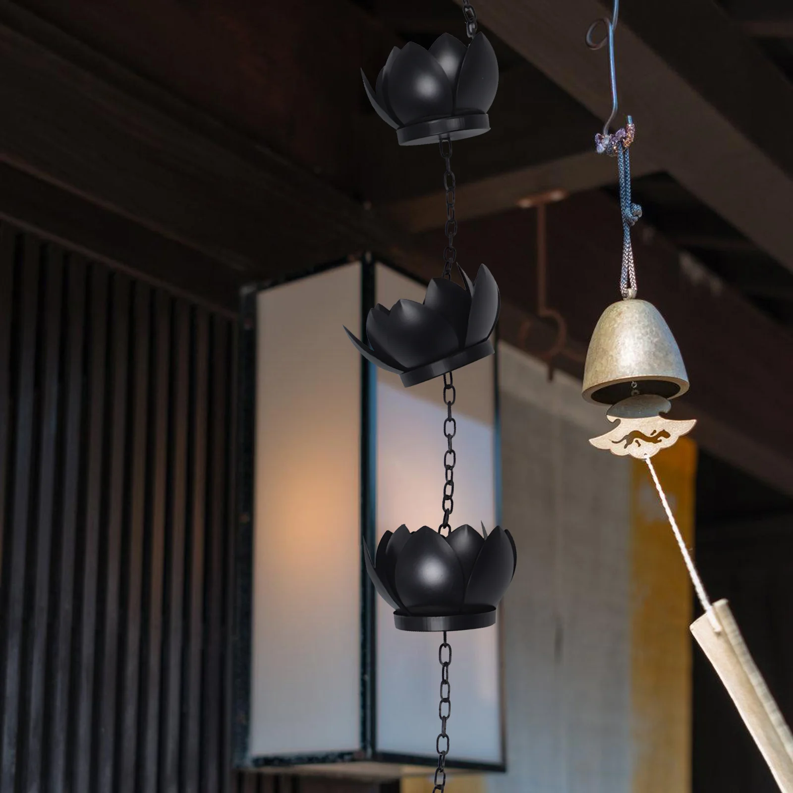 

Lotus Rain Chain Metal For Gutters Outdoor Decorative Downspout Replacement Water Drainage Garden Yard Rustic Japanese