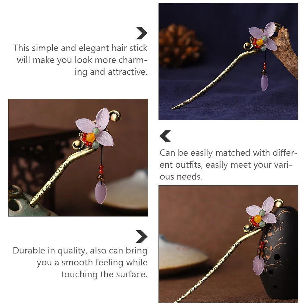 

Ретро-шпилька для волос в винтажном стиле, надежный фиксатор для пучка для женщин и подростков, удобная легкая заколка, идеально подходит для повседневного использования