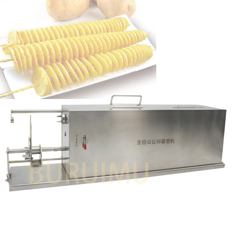 

Electric Stainless Steel Potato Tower Machine Ribbon Radish Slicer Screw Spiral Potato Cutter Tornado Potato Machine