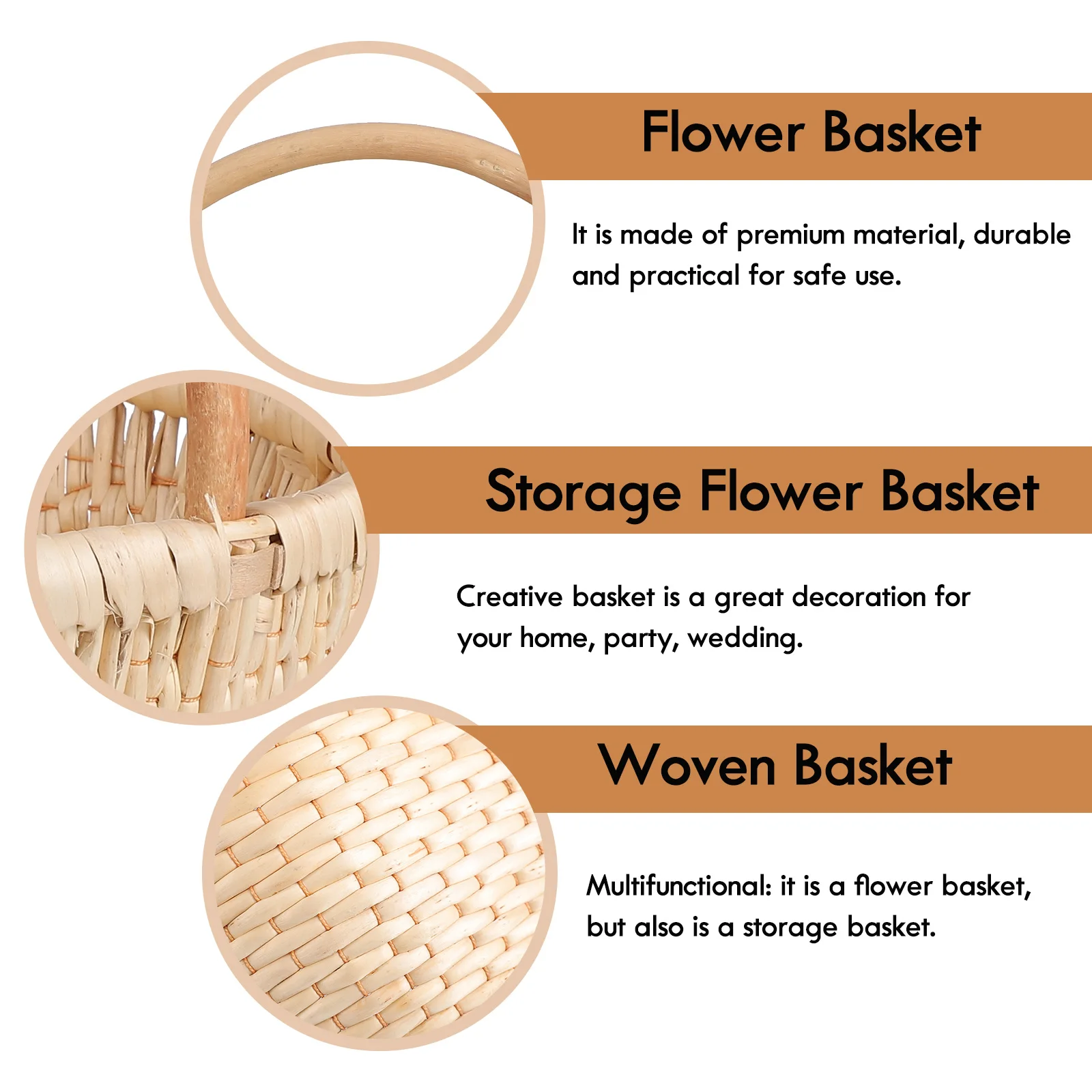 

Storage Basket Vinegar Basket Flower Holder Multifunctional Handmade Portable Willow Gift for Wedding Party Home