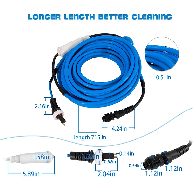 9995862 18M DIY Cable & Swivel 2 Wire Replacement Parts for Dolphin Pool Cleaners M200, Nautilus CC Plus,  9995862-DIY