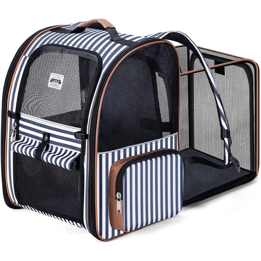 

Large Expandable Cat Backpack Carrier for Small Dogs and Medium Cats Suitable for Pets Up to 18 Lbs Comfortable and Ventilated