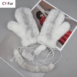 Winter Real Mink Fur Gloves Fashion Soft Warm 100%Natural Mink Fur Gloves Lady Good Elastic Genuine Fur Gloves Knitted Fur Glove