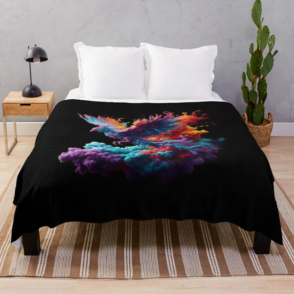 

Phoenix Flight: The Colors of Transformation Throw Blanket christmas gifts manga Thin Blankets