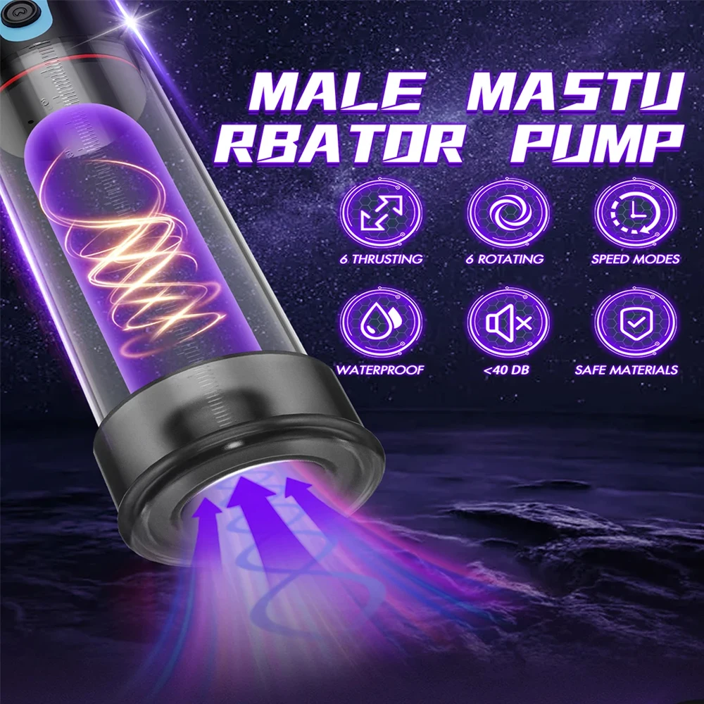 Men's Penis Pump Sex Toy Button-Operated Style Automatic Enlargement and Extension Pump for Men; Adult Male Insertive Sex Toy view 5
