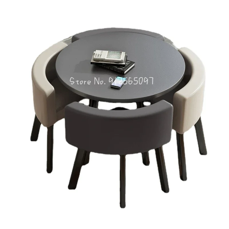 

Modern minimalist light luxury negotiation home reception round dining table chair combination muebles столы и стулья на кухню